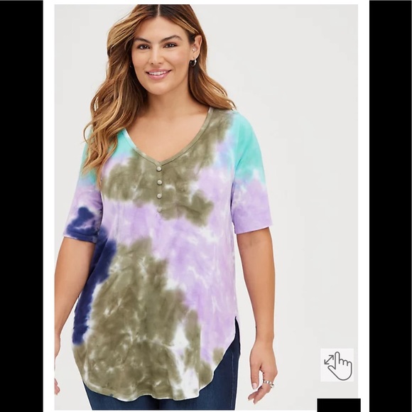 torrid Tops - Torrid Favorite Tunic Henley - Super Soft Tie Dye. Size 2X. NWT.